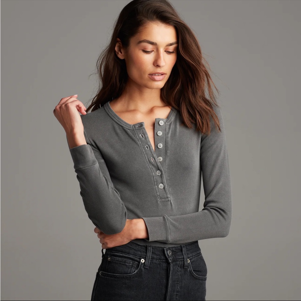 Rowan CORRIGIN LONG SLEEVE HENLEY BODYSUIT Size Large